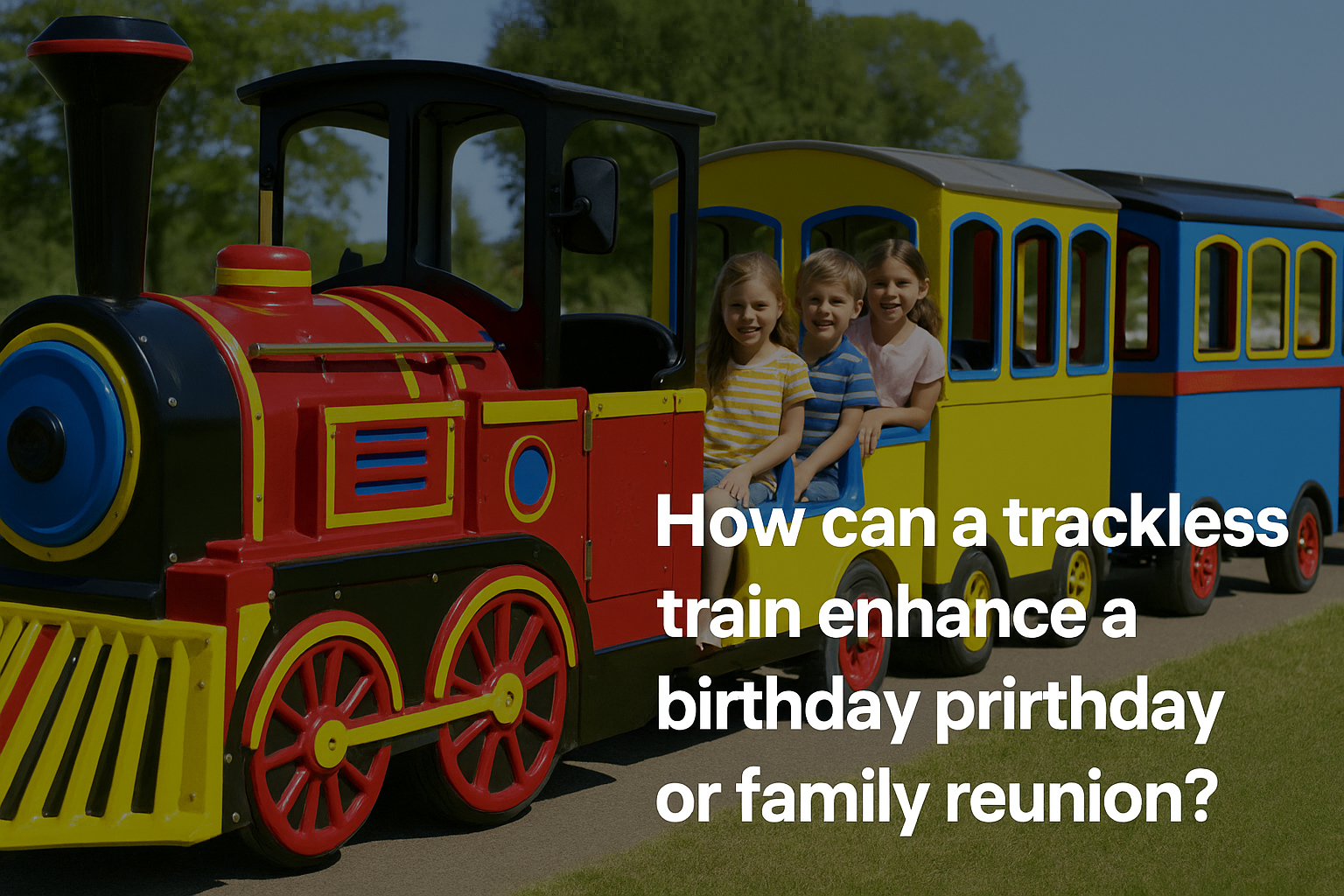 How can a trackless train enhance a children’s birthday party or family reunion?